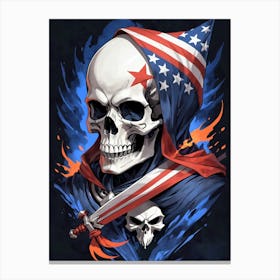 American Flag Floral Face Evil Death Skull (24) Canvas Print