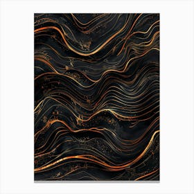 Abstract Gold And Black Wavy Pattern 1 Canvas Print