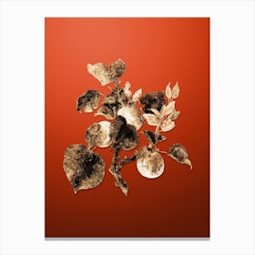Gold Botanical Apricot on Tomato Red n.2779 Canvas Print