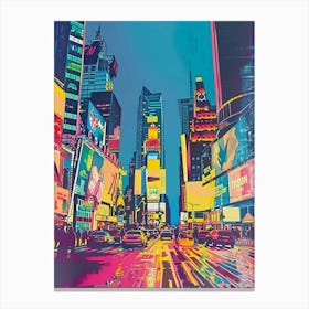 Times Square New York Colourful Silkscreen Illustration 1 Canvas Print