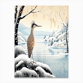 Winter Bird Painting Roadrunner 4 Canvas Print