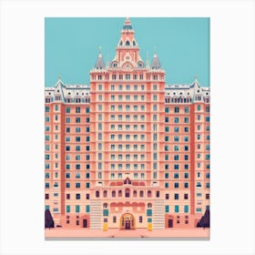 Grand Hotel Pink Peach Spring Special Royal Political Building European Architecture Canvas Print