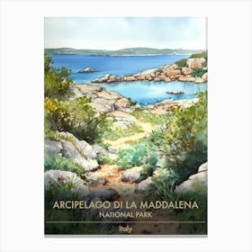 Arcipelago Di La Maddalena National Park Italy Watercolour 3 Canvas Print