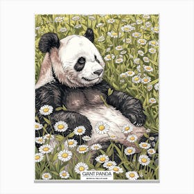 Giant Panda Resting In A Field Of Daisies Poster 5 Canvas Print