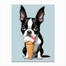 Boston Terrier Ice Cream Cone Canvas Print