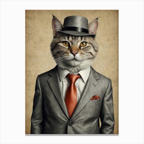 Cat In A Suit 20 Canvas Print