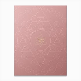 Geometric Gold Glyph on Circle Array in Pink Embossed Paper n.0107 Canvas Print