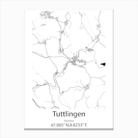 Tuttlingen,Germany Minimalist Map Canvas Print