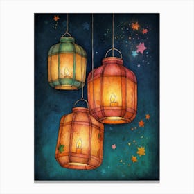 Lanterns With Stars Canvas Print