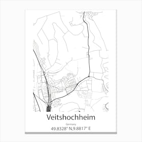 Veitshochheim,Germany Minimalist Map Canvas Print