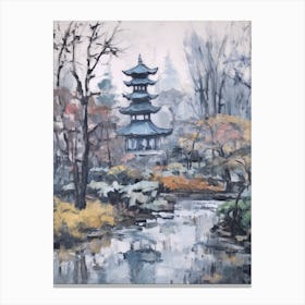 Winter City Park Painting Shinjuku Gyoen National Garden Japan 3 Canvas Print