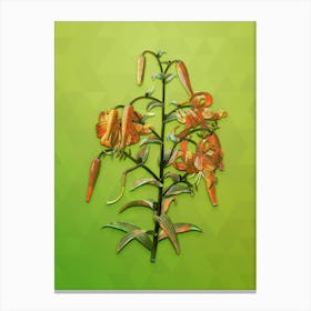 Vintage Tiger Lily Botanical Art on Love Bird Green n.1374 Canvas Print