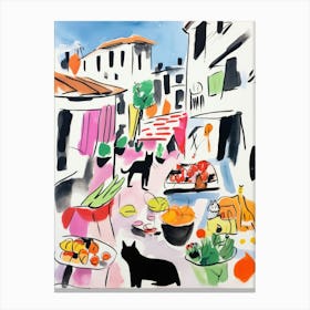 The Food Market In Vienna 1 Illustration Canvas Print