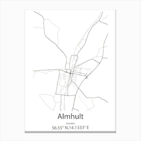 Almhult,Sweden Minimalist Map Canvas Print