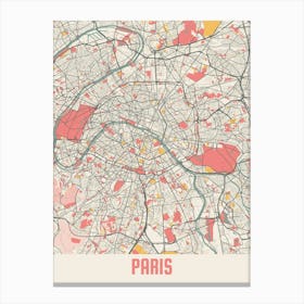 Paris Map Poster Canvas Print