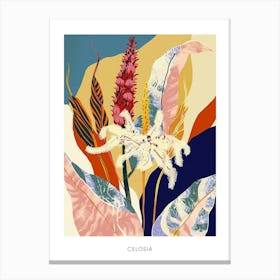 Colourful Flower Illustration Poster Celosia 3 Canvas Print