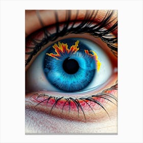 Blue Eye with Fire Close-Up Canvas Print