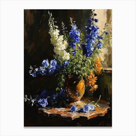 Baroque Floral Still Life Delphinium 2 Canvas Print