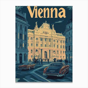 Aihrgdesign A Retro Travel Poster For Vienna 3 Canvas Print