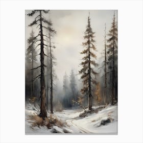 Winter Pine Forest Christmas Painting (28) Canvas Print