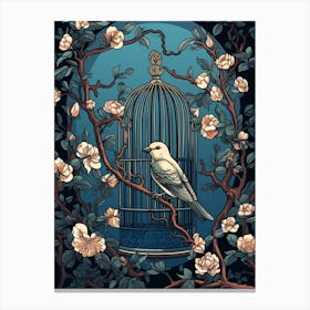 Bird Cage Linocut 2 Canvas Print