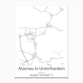 Alzenau In Unterfranken,Germany Minimalist Map Canvas Print