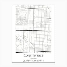 Coral Terrace,United States Minimalist Map 1 Canvas Print