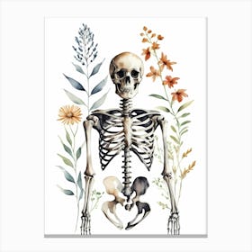 Floral Skeleton Watercolor Painting (29) Canvas Print