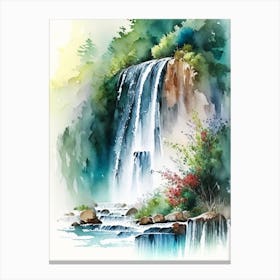 Skradinski Buk Waterfall, Croatia Water Colour  (1) Canvas Print