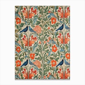 William Morris, Patterned Birds And Flowers 1 Canvas Print