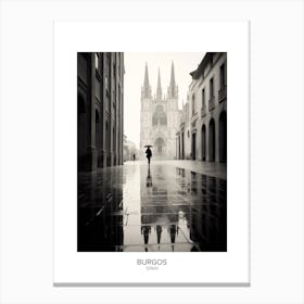 Poster Of Burgos, Spain, Black And White Analogue Photography 3 Canvas Print