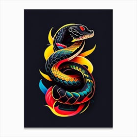 Black Snake Tattoo Style Canvas Print