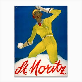 Vintage Ski Collection St Moritz Canvas Print