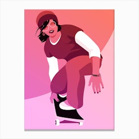Skater Girl Pinkorange Canvas Print