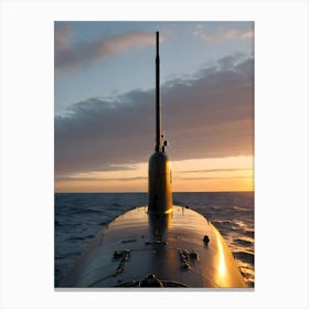 Submarine At Sunset-Reimagined 3 Canvas Print