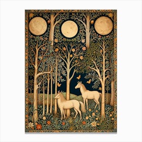 Unicorns In The Woods William Morris Canvas Print