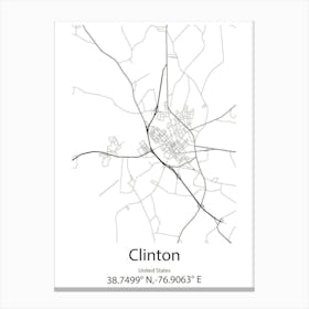 Clinton,United States Minimalist Map 1 Canvas Print