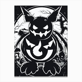 Pokemon Halloween Jack O Lantern Black And White Pokedex Canvas Print