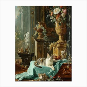 Cats In A Palace Rococo Inpsired Painting Canvas Print