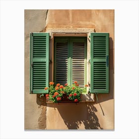 Green Shutters On A Window 1 Canvas Print