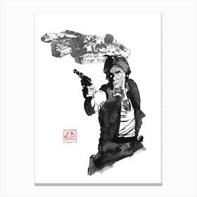 Han Solo And Millenium Falcon Canvas Print