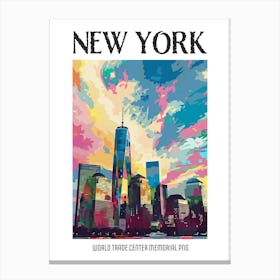 World Trade Center Memorial New York Colourful Silkscreen Illustration 2png Poster Canvas Print