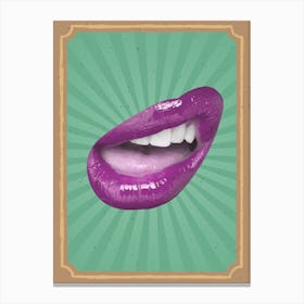 Vintage Mouth Purple Lips Canvas Print