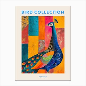 Rectangular Peacock Warm Tones Poster Canvas Print