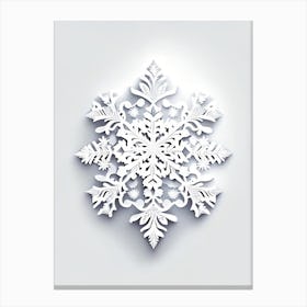 White, Snowflakes, Marker Art 5 Canvas Print