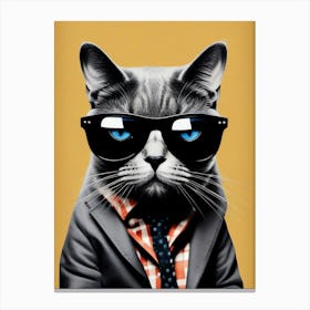 Cat In A Suit 3 Canvas Print