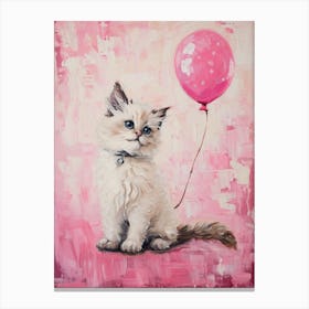 Cute Cat 3 With Balloon Canvas Print