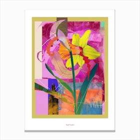 Daffodil 1 Neon Flower Collage Poster Canvas Print