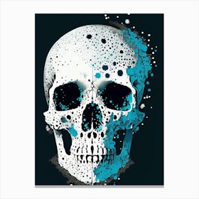 Skull With Splatter Effects 2 Line Drawing Canvas Print