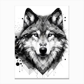 Wolf - Abstract Line Art Illustration 276 Canvas Print